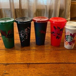 Five reusable Starbucks cups